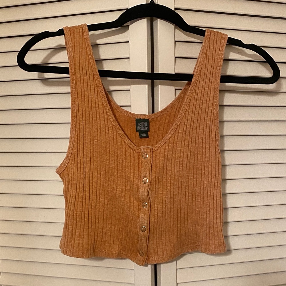 Wild Fable Women's Button-Down Ribbed Tank Top - peach